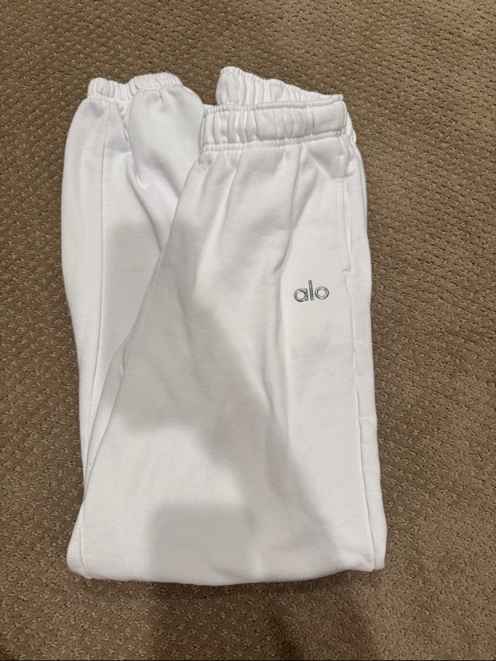 ALO Yoga White Elastic-Waist Jogger Pants